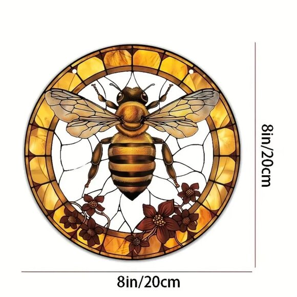 Suncatcher Bumble Bee Flowers Hanging Window Decor Art Colorful In/Outdoor NEW - Picture 2 of 3
